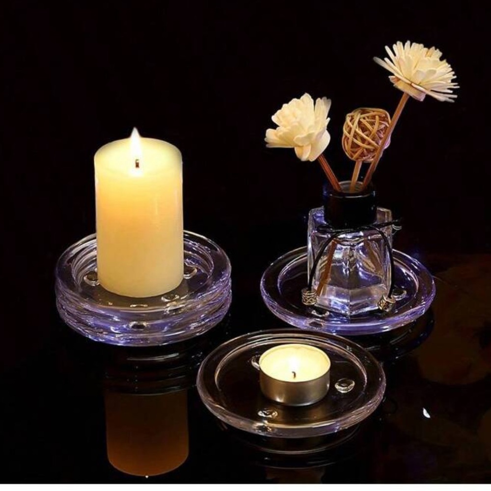 Glass Pillar Candle Holder 3-1/2” Clear Glass